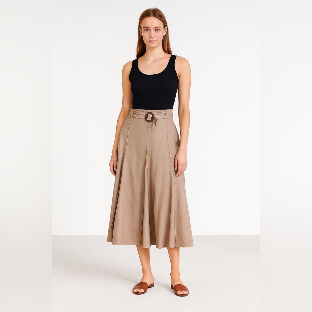 Willi Smith Tan A-Line Skirt